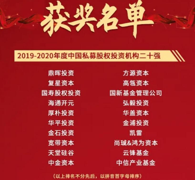 【動態(tài)新聞】天堂硅谷榮膺2020全球PE論壇“中國私募股權投資機構(gòu)二十強”